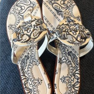 Women's Black and Cream Sandals
